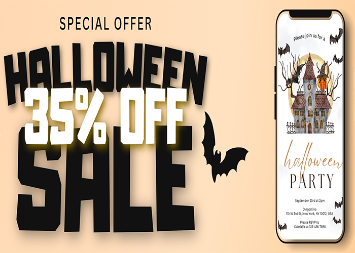 Halloween Sale: Get 35% Off on Spooky-Chic Wedding Invites!